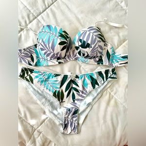 NEW shein coastal print bra and panty set XL